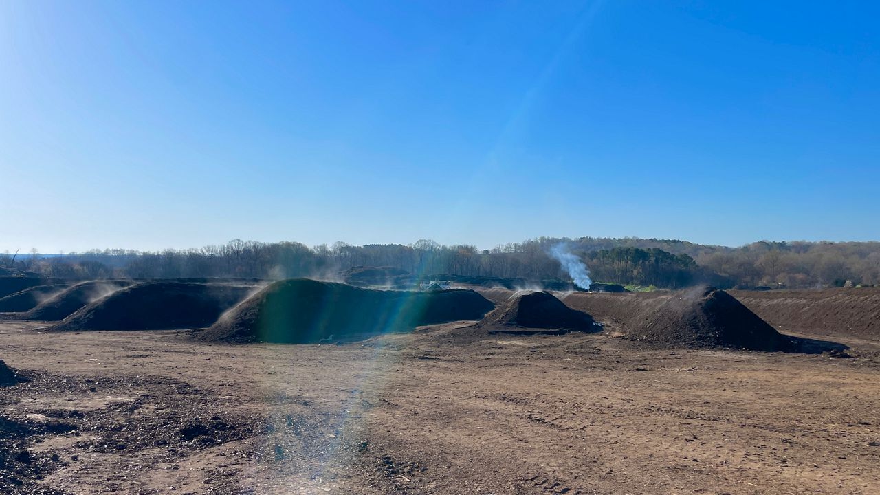 Compost is processed at Brooks Contractors in Goldston, North Carolina. (Spectrum News 1/Tom Meiners)