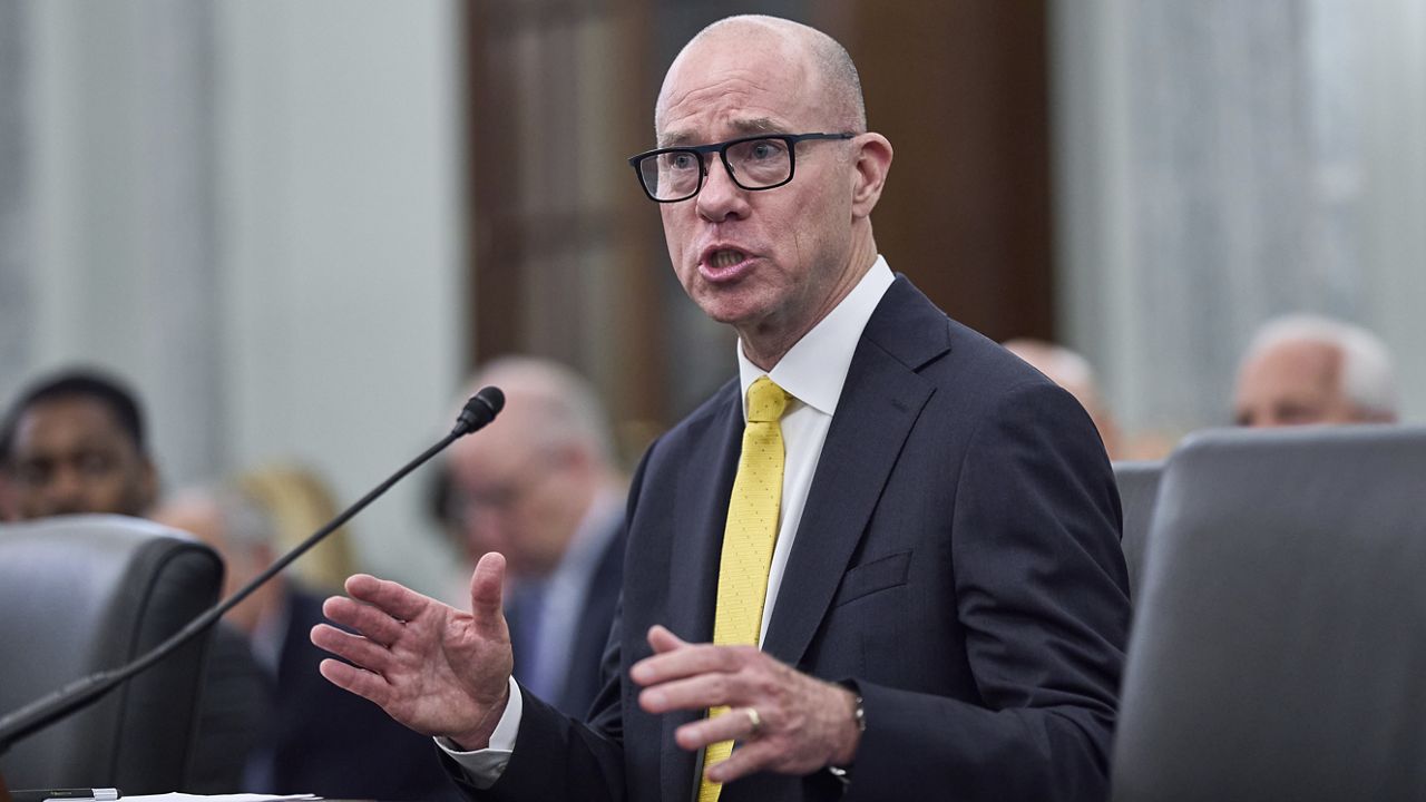 Bryan Bedford, President Donald Trump's nominee to run the Federal Aviation Administration, testifies at the Senate Commerce, Science, and Transportation Committee on Capitol Hill in Washington, Wednesday, June 11, 2025. (AP Photo/J. Scott Applewhite)