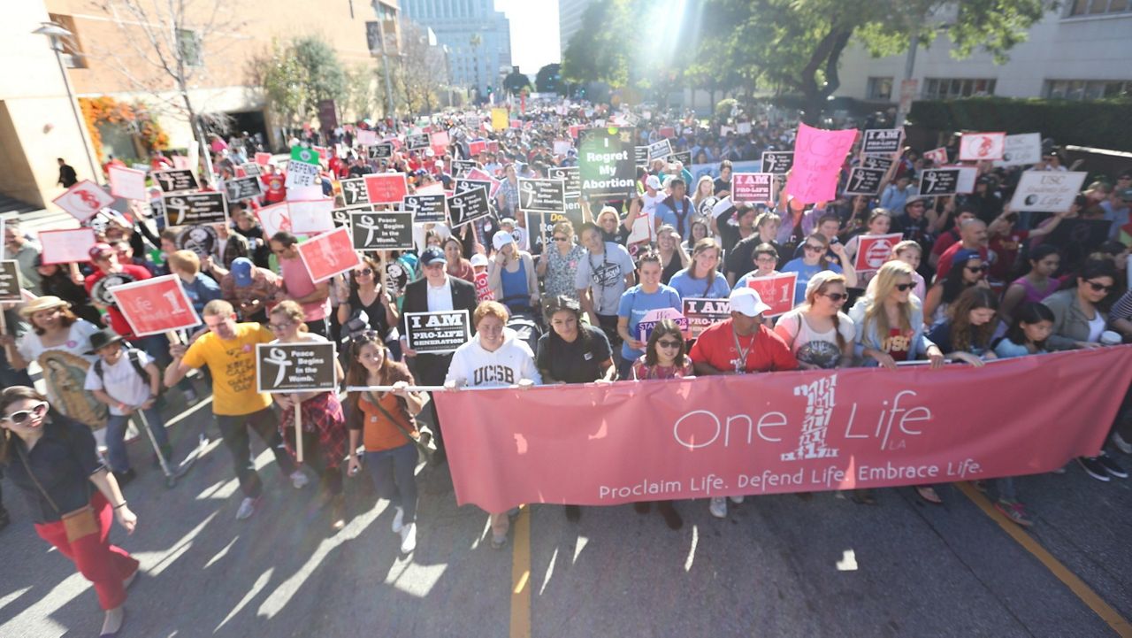 Approximately 15,000 people from throughout Southern California filled the streets of downtown Los Angeles for the first annual OneLife LA, embracing the dignity of every human life. (PRNewsFoto/The Los Angeles Archdiocese)