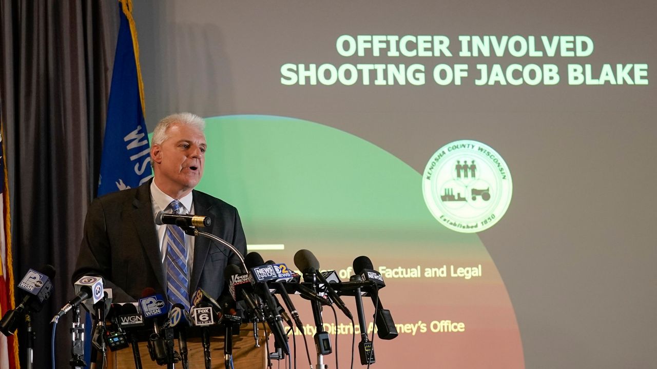 Kenosha County District Attorney Michael Graveley announced that no charges will be filed against the white police officer that shot Jacob Blake, a Black man in August. (AP Photo/Morry Gash)