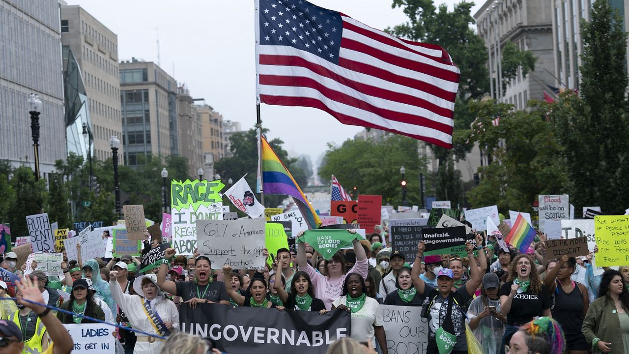 Abortion-rights demonstrators march to the White House 