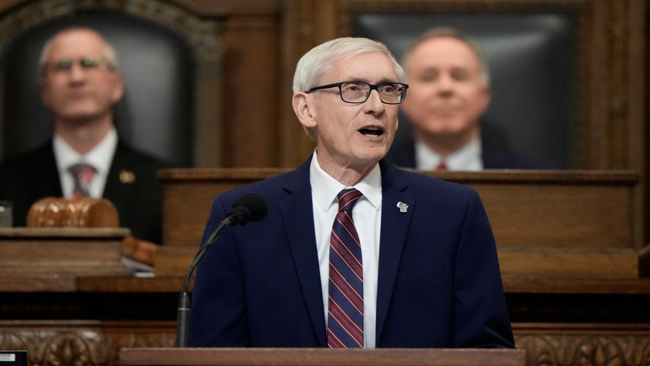 Wisconsin Gov. Tony Evers speaks during the annual State of the State address Tuesday, Jan. 24, 2023, in Madison, Wis. 