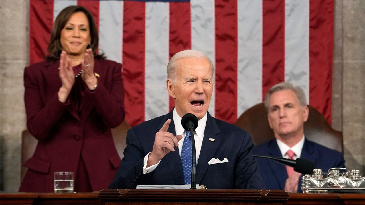 FILE - President Joe Biden delivers his State of the Union address to a joint session of Congress at the Capitol, Tuesday, March 1, 2022, in Washington.(Al Drago, Pool via AP)