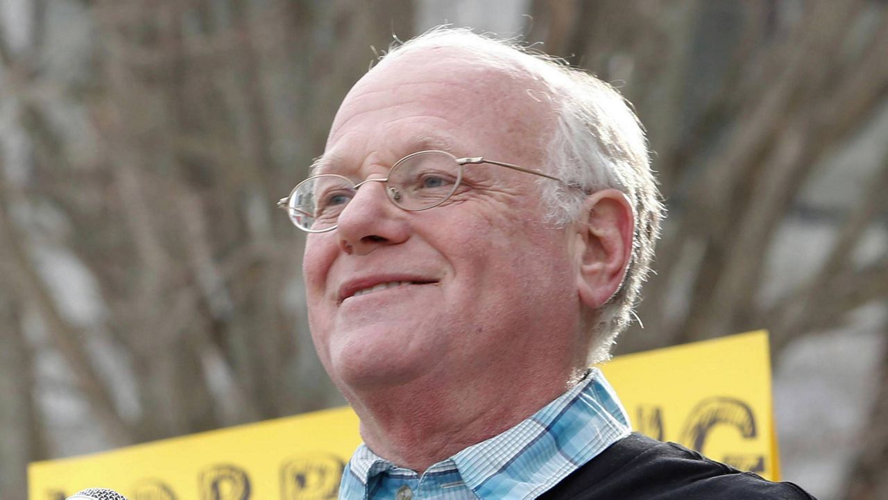 Ben Cohen, of Ben and Jerry's Ice Cream, during a rally at the Statehouse in Concord, N.H., Jan. 21, 2015. Cohen has launched a nonprofit cannabis line with the mission of righting what it calls the wrongs of the war on drugs. Eighty percent of the proceeds from Ben's Best Blnz will go toward grants for Black cannabis entrepreneurs while the rest will be divided between the Vermont Racial Justice Alliance and the national Last Prisoner Project, which is working to free people incarcerated for cannabis offenses. (AP Photo/Jim Cole,)