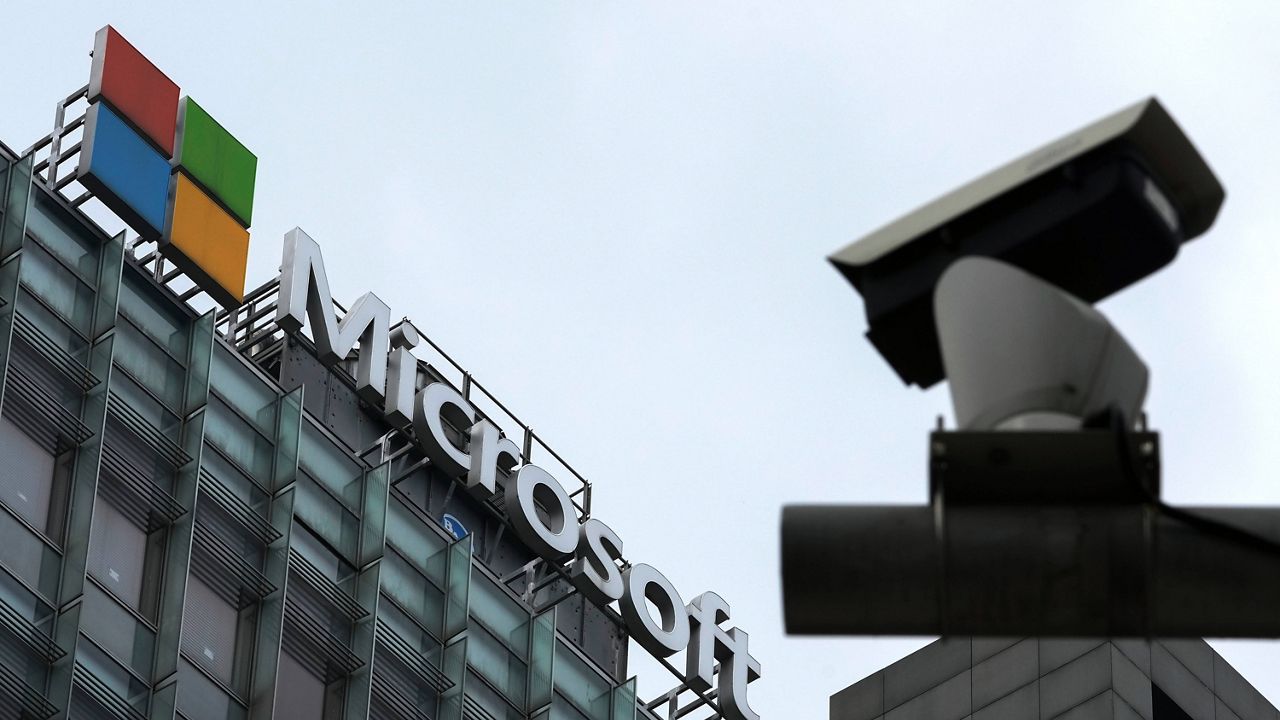 A security surveillance camera is seen near the Microsoft office building in Beijing, July 20, 2021. State-backed Chinese hackers have been targeting U.S. critical infrastructure and could be laying the technical groundwork for the potential disruption of critical communications between the U.S. and Asia during future crises, Microsoft said Wednesday, May 24, 2023. (AP Photo/Andy Wong)