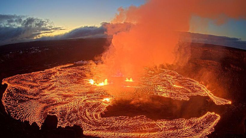 In this webcam image provided by the U.S. Geological Survey, an eruption takes place on the summit of the Kilauea volcano in Hawaii, Wednesday June 7, 2023. Kilauea, the second largest volcano in Hawaii, began erupting Wednesday morning, officials with the U.S. Geological Survey said in a statement. Kilauea, one of the world's most active volcanoes, erupted from Sept. 2021 to Dec 2022. A 2018 Kilauea eruption destroyed more than 700 residences. (U.S. Geological Survey via AP)