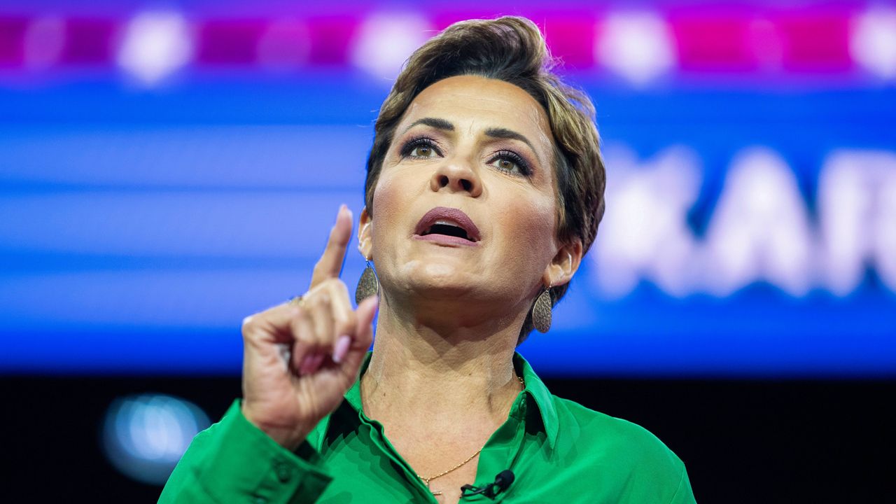 Kari Lake speaks at the Conservative Political Action Conference, March 4, 2023, at National Harbor in Oxon Hill, Md. A top Republican election official in Arizona filed a defamation lawsuit on Thursday, June 22, against Lake, who falsely claims she lost the 2022 race for governor because of fraud. (AP Photo/Alex Brando)