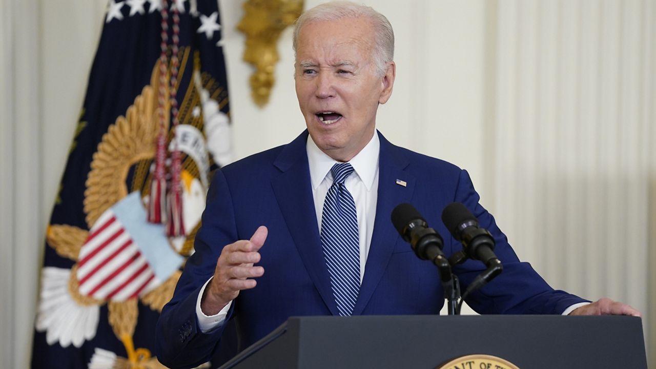 President Joe Biden speaks during an event about high speed internet infrastructure, in the East Room of the White House, Monday, June 26, 2023, in Washington. (AP Photo/Evan Vucci)