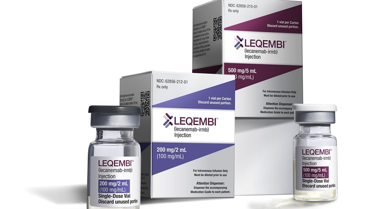 This image provided by Eisai in January 2023 shows vials and packaging for their medication, Leqembi. (Eisai via AP)