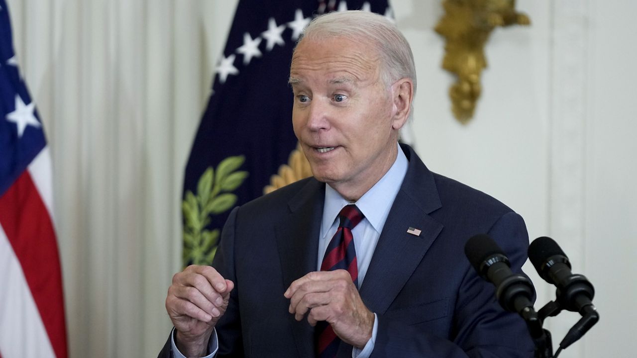 President Joe Biden speaks about lowering health care costs, Friday, July 7, 2023, in the East Room of the White House in Washington. (AP Photo/Patrick Semansky)