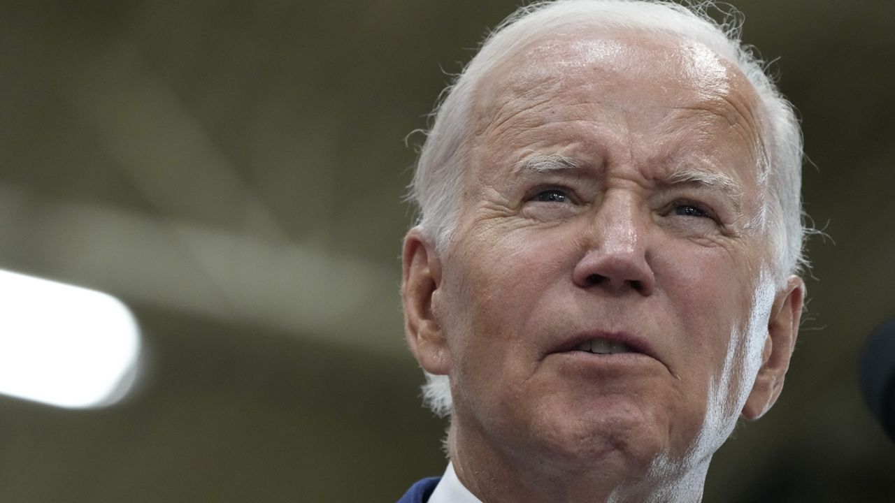 President Joe Biden speaks about wildfires that ravaged Maui during a visit to Ingeteteam Inc., in Milwaukee, Tuesday, Aug. 15, 2023. (AP Photo/Jacquelyn Martin)