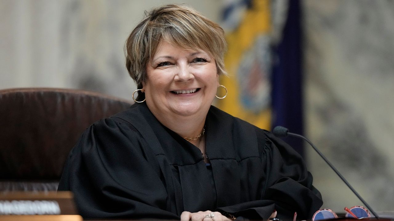 FILE - Wisconsin Supreme Court Justice Janet Protasiewicz, who is being targeted for possible impeachment by Republican lawmakers because of donations she received from the Democratic Party and comments she made during her campaign, attends her first hearing as a justice Thursday, Sept. 7, 2023, in Madison, Wis. (AP Photo/Morry Gash, File)