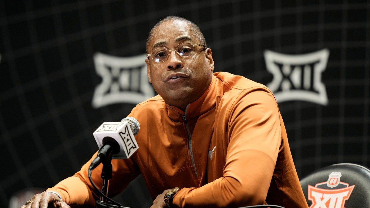 Texas Coach Rodney Terry speaks to the media during the NCAA college Big 12 men's basketball media day Wednesday, Oct. 18, 2023, in Kansas City, Mo. (AP Photo/Charlie Riedel)