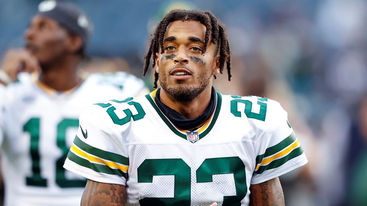 Green Bay Packers cornerback Jaire Alexander (23) walks off the field after an NFL football game against the Chicago Bears, Sept. 10, 2023, in Chicago. 