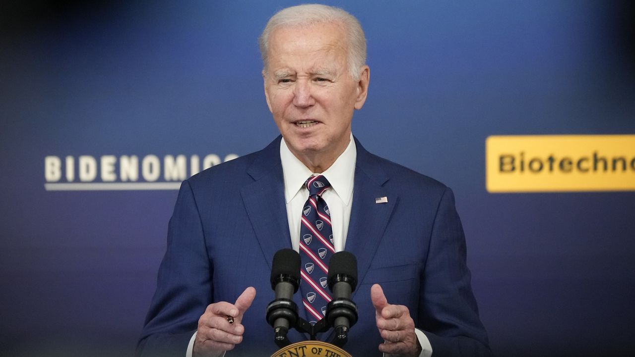 President Joe Biden speaks during an event on the economy, from the South Court Auditorium of the Eisenhower Executive Office Building on the White House complex, Monday, Oct. 23, 2023. (AP Photo/Jacquelyn Martin)