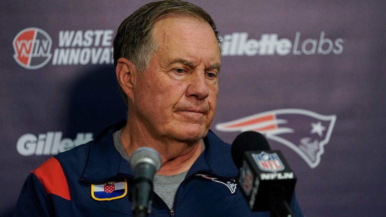 New England Patriots head coach Bill Belichick speaks during a news conference following an NFL football game against the Miami Dolphins, Sunday, Oct. 29, in Miami Gardens, Fla. (AP Photo/Lynne Sladky)
