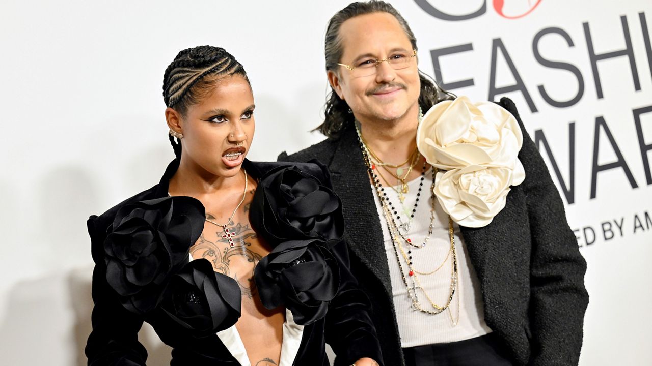 Tokischa, left, and Willy Chavarria attend the CFDA Fashion Awards at the American Museum of Natural History on Nov. 6, 2023, in New York. (Photo by Evan Agostini/Invision/AP)