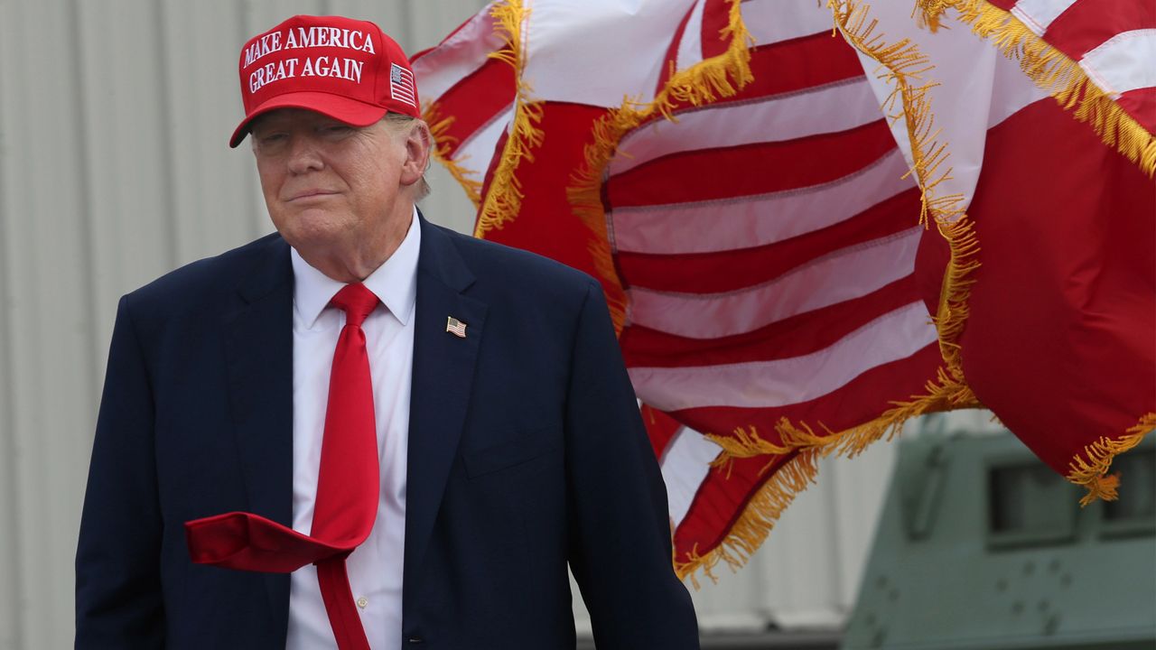 Donald Trump arrives at the South Texas International Airport on Sunday, Nov. 19, 2023.