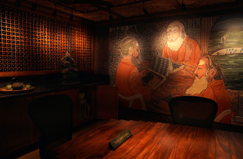 A custom conference room at Kauai's Hindu Monastery on July 13, 2023, in Kapaa, Hawaii. (AP Photo/Jessie Wardarski)