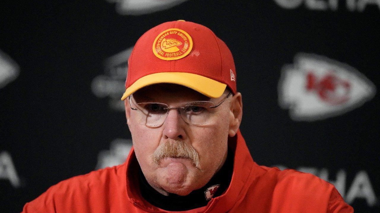 Kansas City Chiefs head coach Andy Reid speaks during a news conference following an NFL football game against the Buffalo Bills Sunday, Dec. 10, 2023, in Kansas City, Mo. The Bills won 20-17 (AP Photo/Charlie Riedel)