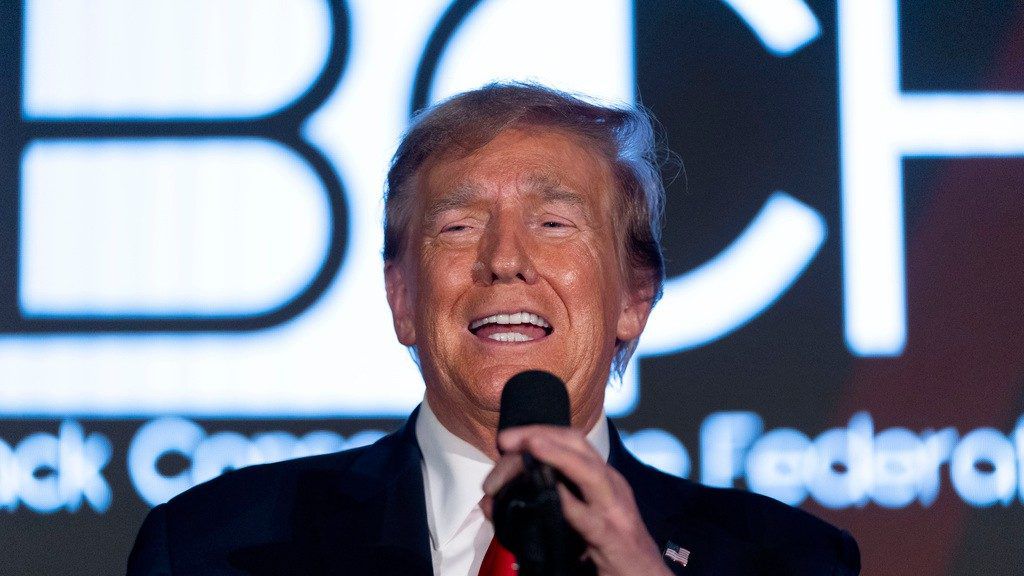 Republican presidential candidate former President Donald Trump speaks at the Black Conservative Federation's Annual BCF Honors Gala at the Columbia Metropolitan Convention Center in Columbia, S.C., Friday, Feb. 23, 2024. (AP Photo/Andrew Harnik)
