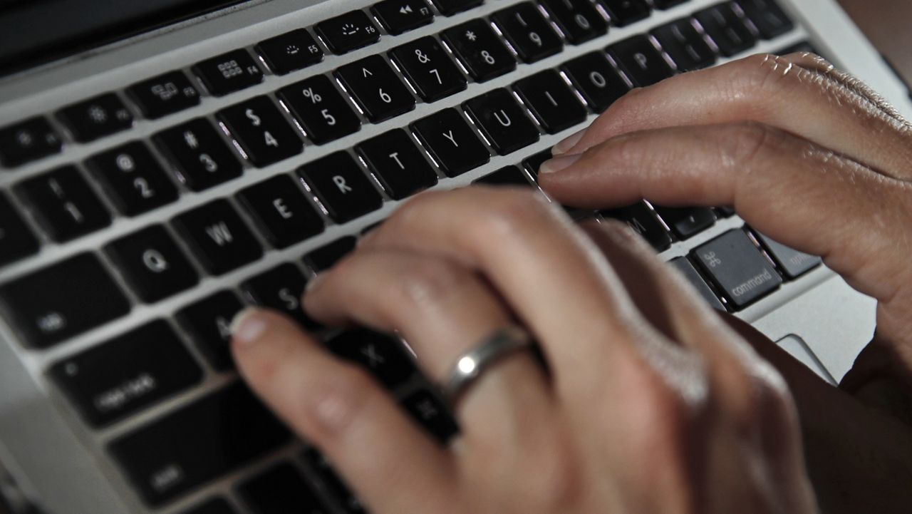 A person works on a laptop (AP Photo/Elise Amendola, File)