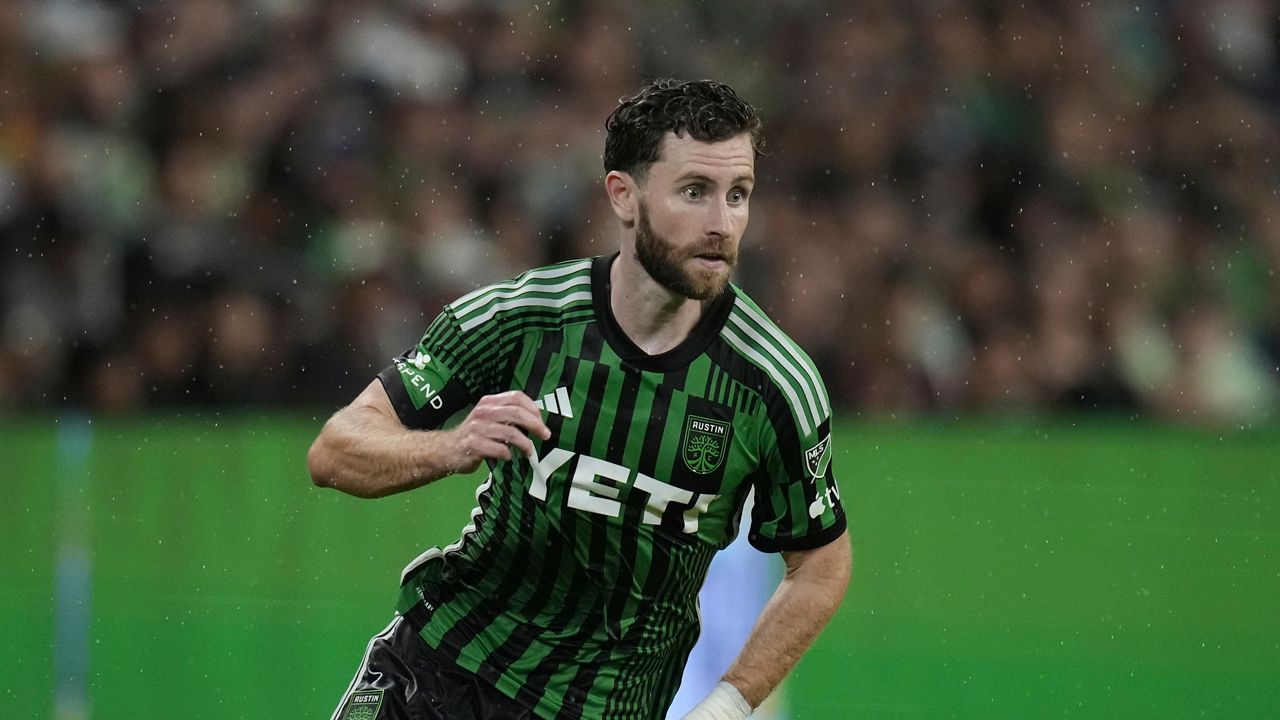 Austin FC forward Jon Gallagher (17) during the second half of an MLS soccer match against the Los Angeles FC in Austin, Texas, Wednesday, June 19, 2024. (AP Photo/Eric Gay)