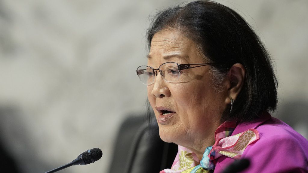 Sen. Mazie Hirono, D-Hawaii, questions FBI Director Christopher Wray during a Senate Judiciary Committee oversight hearing on Capitol Hill in Washington, Dec. 5, 2023. (AP Photo/Susan Walsh, File)