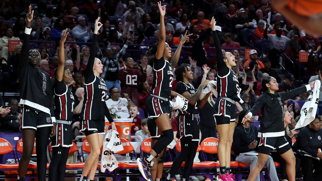 South Carolina Women's Basketball bench vs Clemson