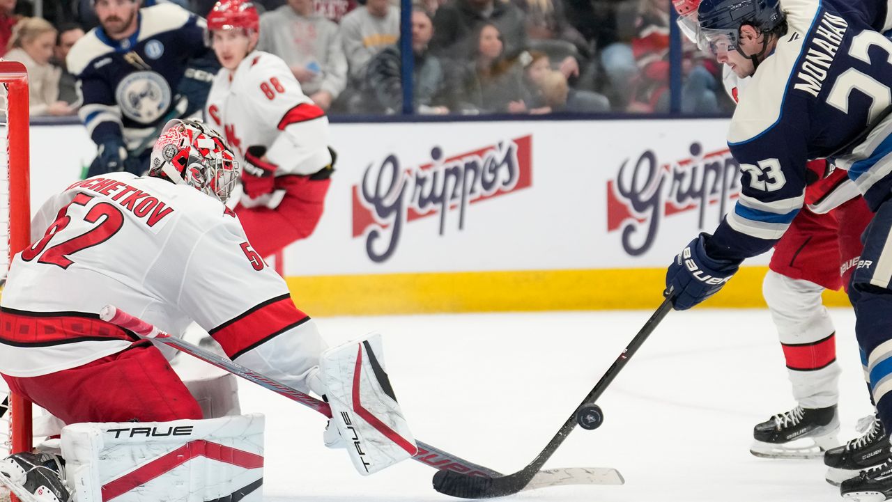 Marchenko ties it late, Monahan gets only goal in shootout as Blue Jackets beat Hurricanes 5-4