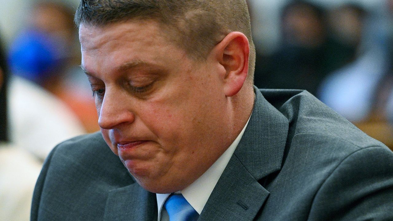 FILE - Former Kansas City police detective Eric DeValkenaere listens to witness statements during his sentencing hearing, March 4, 2022, in Kansas City, Mo. (Jill Toyoshiba/The Kansas City Star via AP, File)