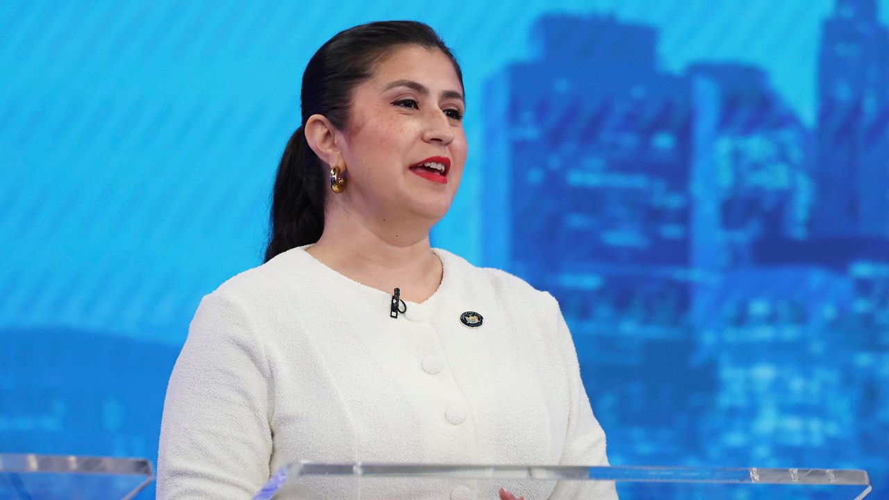 State Sen. Jessica Ramos speaks during a Democratic mayoral primary debate, Wednesday, June 4, 2025, in New York. (AP Photo/Yuki Iwamura, Pool)