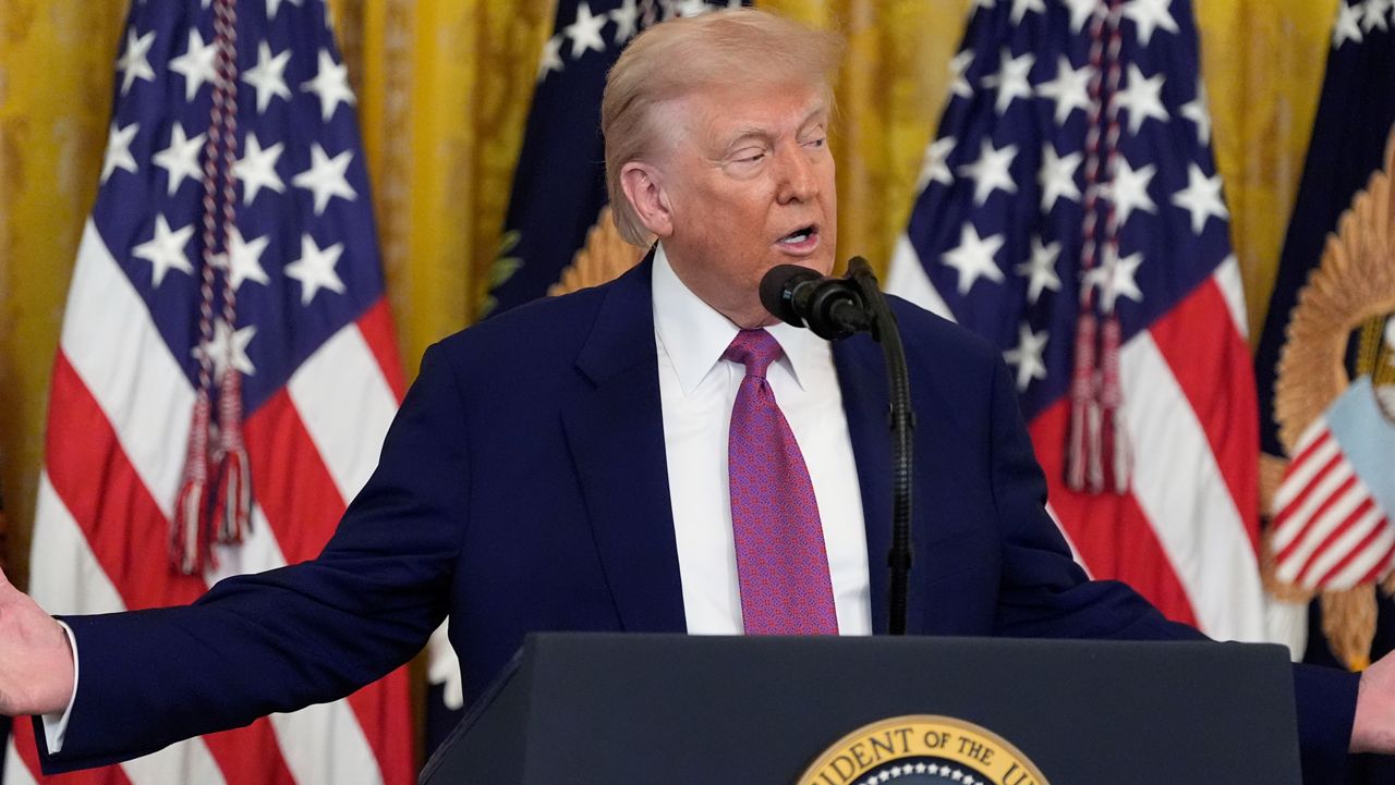 President Donald Trump speaks after signing a bill blocking California's rule banning the sale of new gas-powered cars by 2035, in the East Room of the White House, Thursday, June 12, 2025, in Washington. (AP Photo/Alex Brandon)