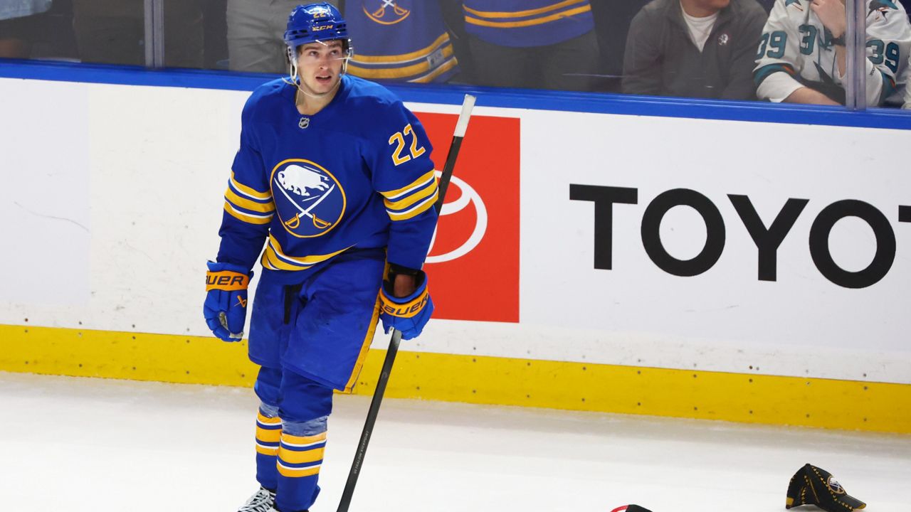 Sabres' Quinn nets first career hat trick in win over Sharks