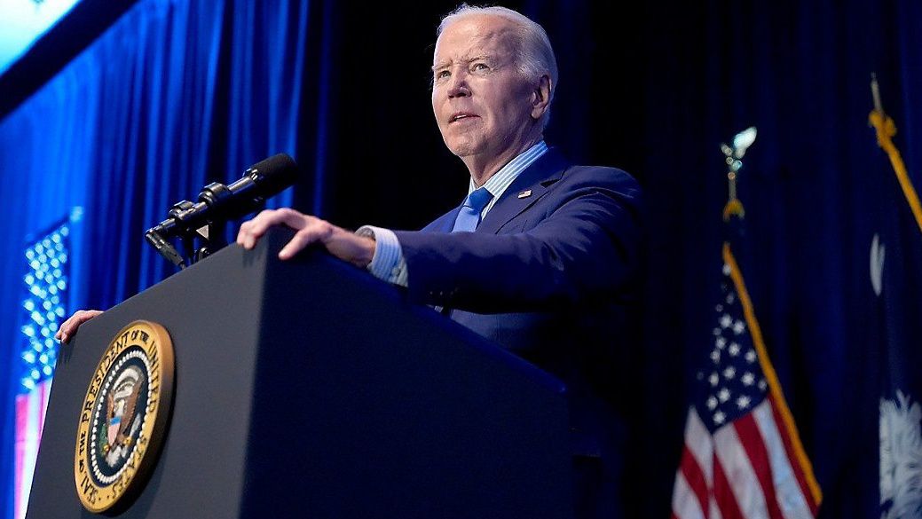 President Joe Biden speaks at South Carolina's First in the Nation dinner at the South Carolina State Fairgrounds in Columbia, S.C., Jan. 27, 2024. (AP Photo/Jacquelyn Martin)