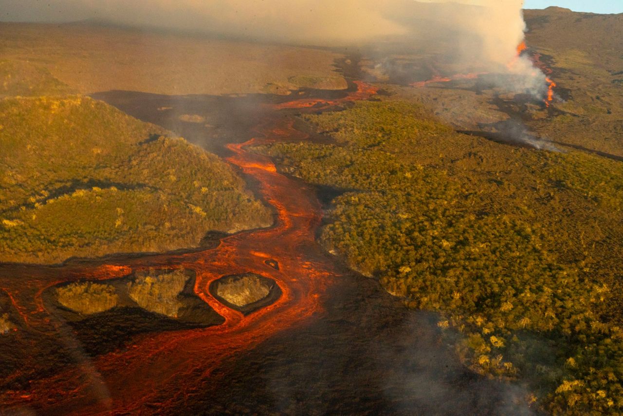 Tallest Galapagos Volcano Erupts Spewing Lava Ash