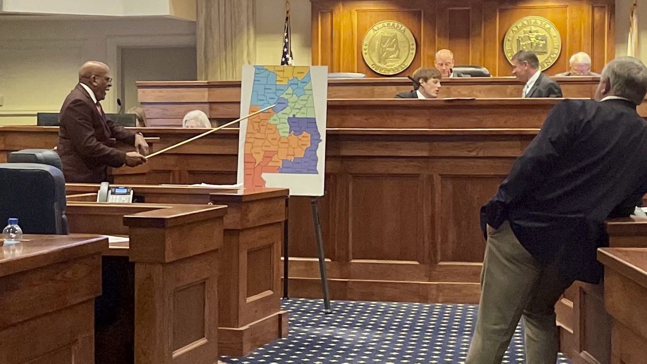 Alabama state Sen. Rodger Smitherman discusses a redistricting proposal during debate at the Statehouse in Montgomery, Ala., on Wednesday, July 19, 2023. (AP Photo/Kim Chandler)