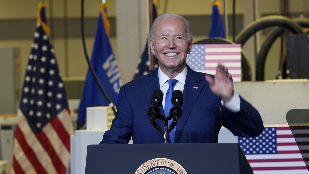 A Siena College poll conducted in mid-April showed that Joe Biden, who won New York by 23 points in 2020, is beating Donald Trump by just 10 points among registered voters. (AP Photo)