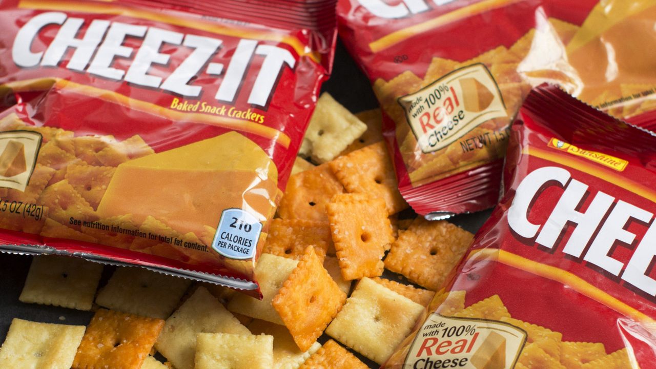 This Oct. 14, 2014, photo shows Cheez-It crackers in Concord, N.H. (AP Photo/Matthew Mead)