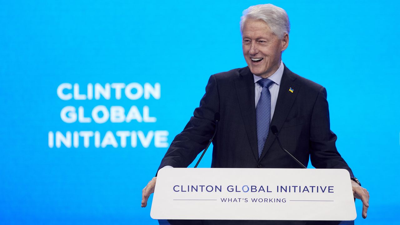 Bill Clinton, Founder and Board Chair of the Clinton Foundation & 42nd President of the United States, speaks during the Clinton Global Initiative on Monday, Sept. 23, 2024, in New York. (AP Photo/Andres Kudacki)