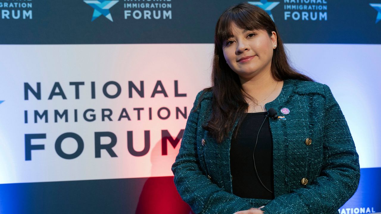 Aliento CEO Reyna Montoya poses for a photo after speaking at an immigration forum on Capitol Hill in Washington, Wednesday, Nov. 13, 2024. (AP Photo/Jose Luis Magana)