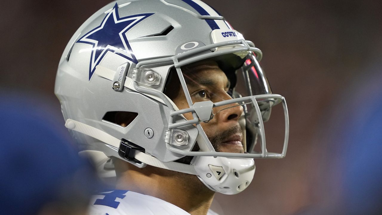 Dallas Cowboys quarterback Dak Prescott reacts on the sideline during the second half of an NFL football game against the San Francisco 49ers in Santa Clara, Calif., Sunday, Oct. 27, 2024. (AP Photo/Tony Avelar)