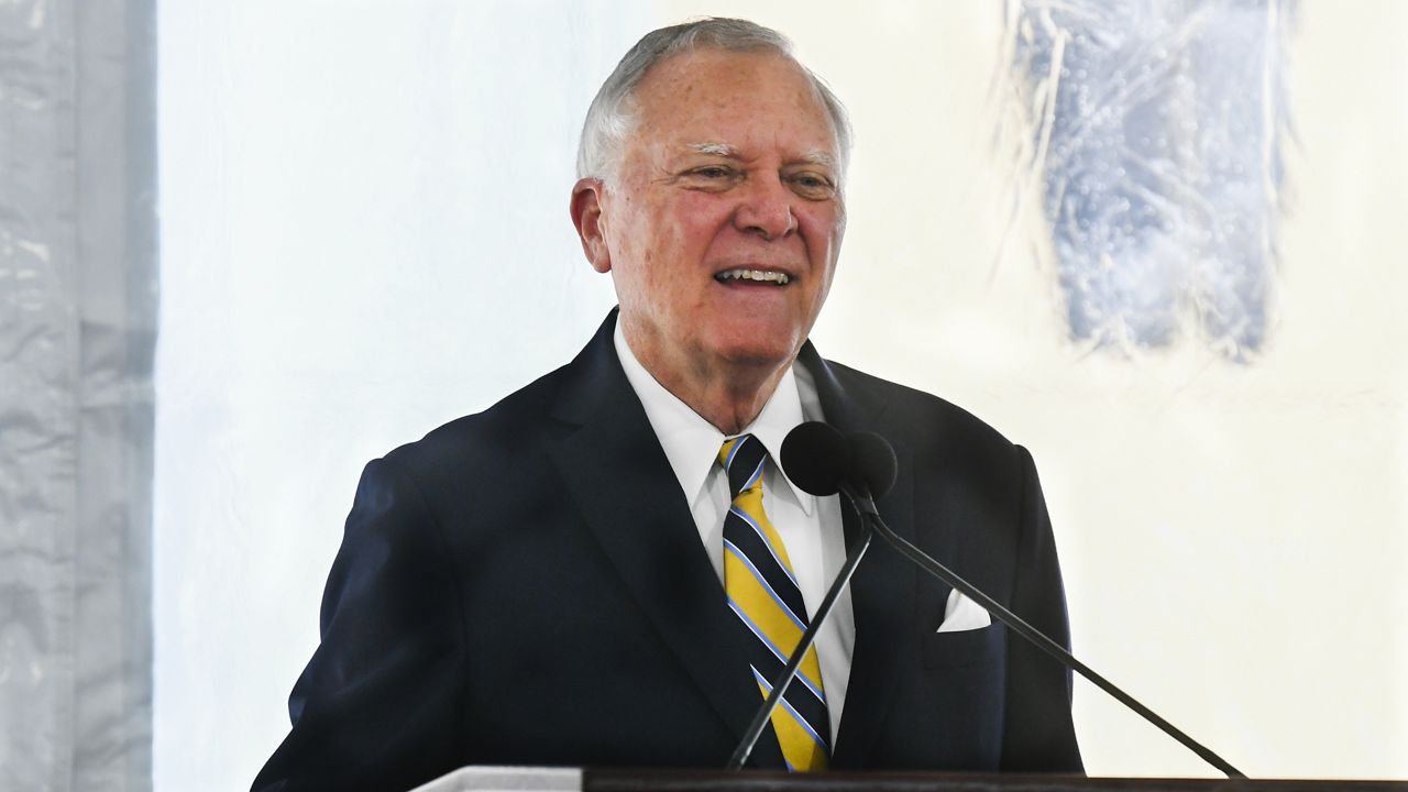 Former Georgia Gov. Nathan Deal speaks during a dedication of the state's new Nathan Deal Judicial Center in Atlanta, Feb. 11, 2020. (AP Photo/John Amis)