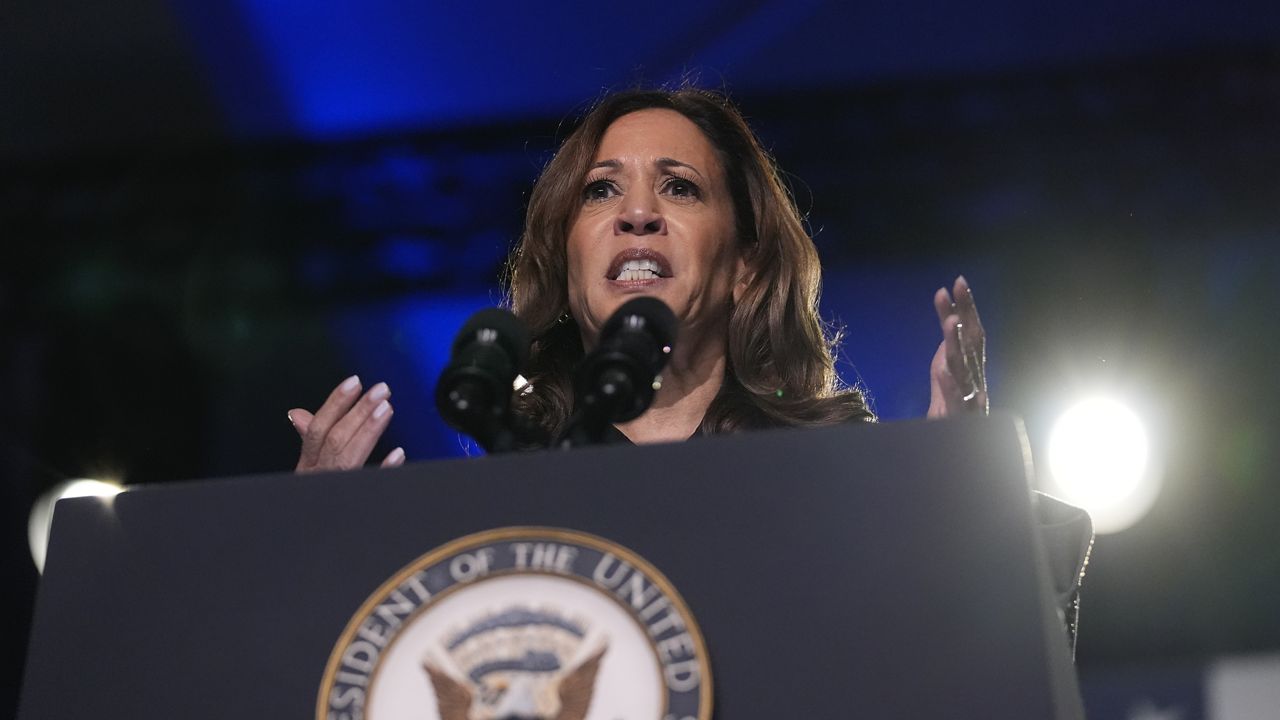 Vice President Kamala Harris speaks during a campaign event on Friday, Sept. 20, 2024, in Atlanta. (AP Photo/Brynn Anderson)