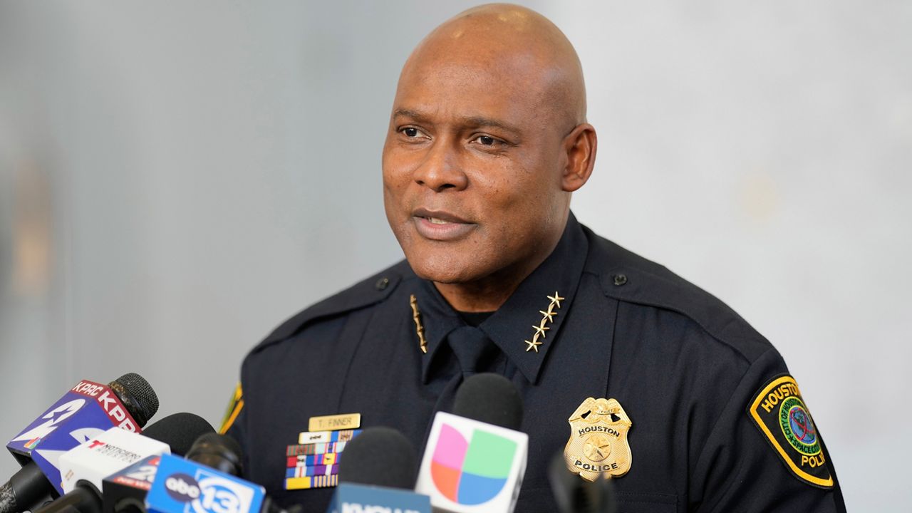 Then-Houston Police Chief Troy Finner speaks, Feb. 18, 2024, in Houston. (AP Photo/David J. Phillip, File)