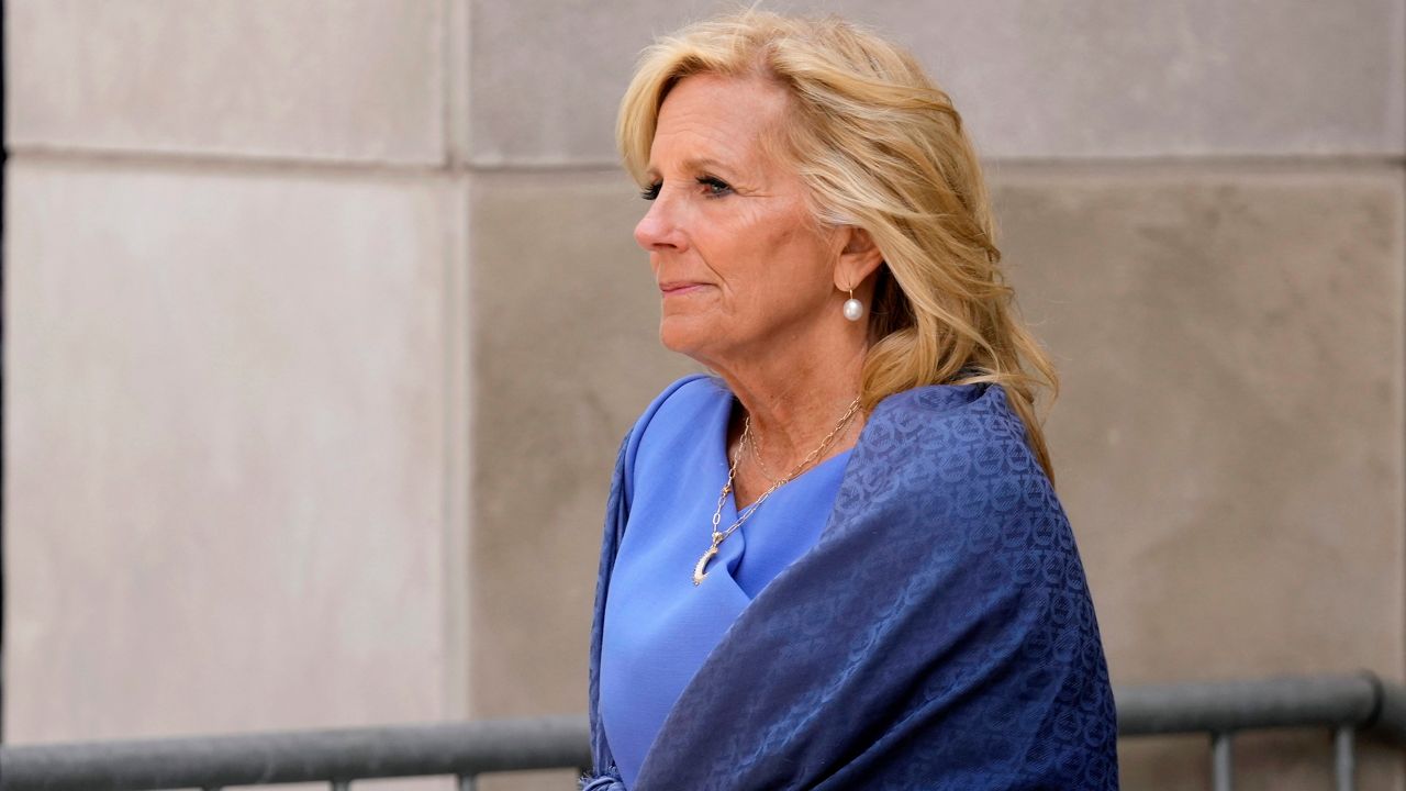 First lady Jill Biden departs from federal court, June 7, 2024, in Wilmington, Del. (AP Photo/Matt Slocum, File)