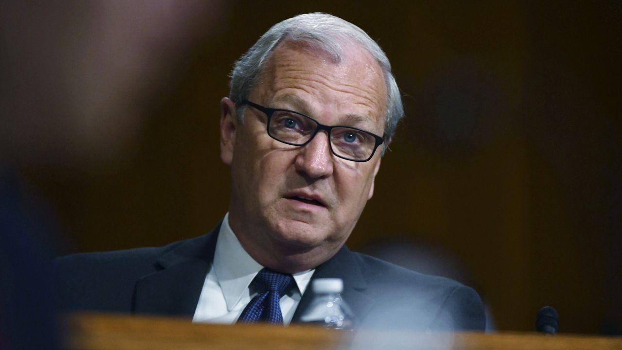 Sen Kevin Cramer, R-N.D., speaks during a hearing, May 20, 2020 on Capitol Hill in Washington. (Kevin Dietsch/Pool via AP)