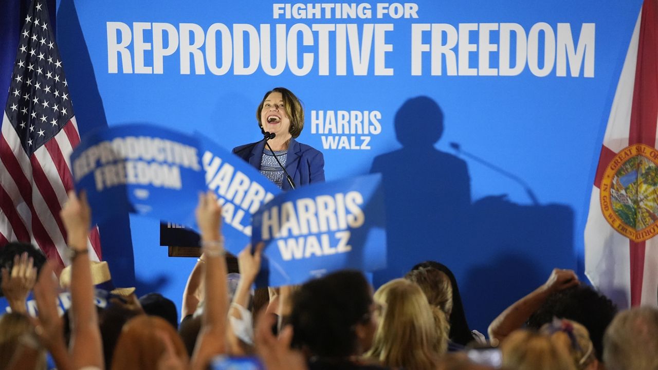 Sen. Amy Klobuchar, D-Minn., speaks at an event kicking off a national 