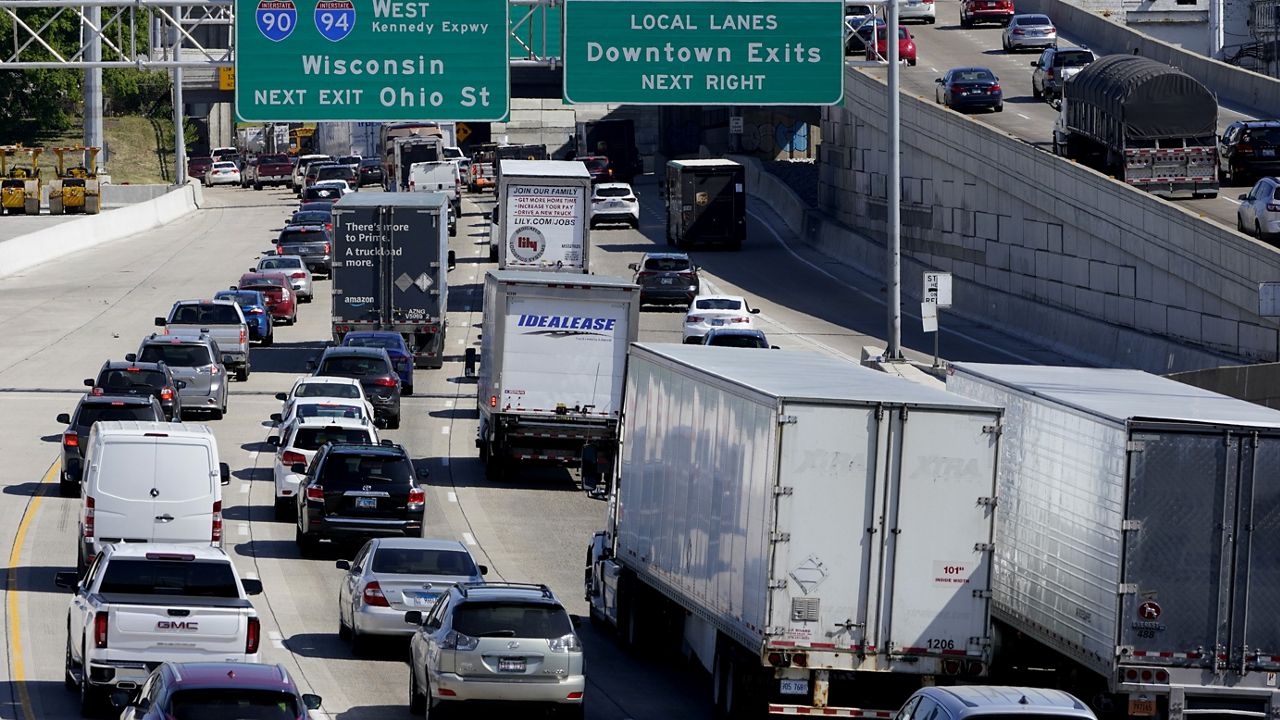 Motorists traveling on Interstates 90-94 head north of Chicago on Memorial Day, May 26, 2023. (AP Photo/Charles Rex Arbogast)