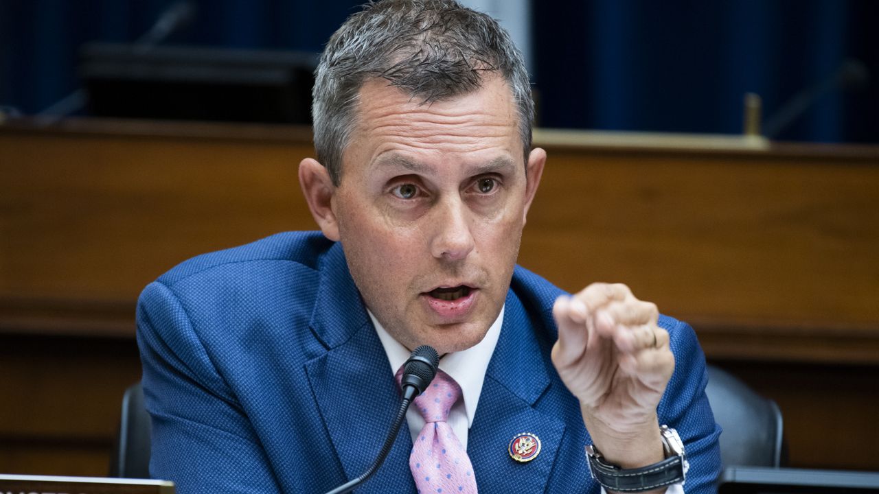 Rep. Kelly Armstrong, R-N.D., questions Postmaster General Louis DeJoy during a House Oversight and Reform Committee hearing on the Postal Service on Capitol Hill, Aug. 24, 2020, in Washington. (Tom Williams/Pool Photo via AP)